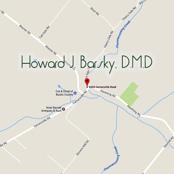 Map and Directions to Howard J. Barsky's Dental Office in Carversville, PA